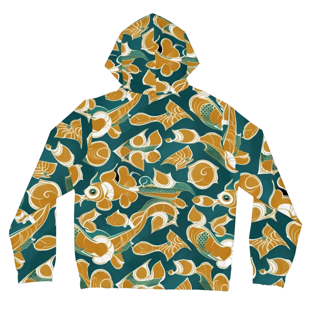 Gilded Koi Current on Women's Full-Zip Hoodie — Back