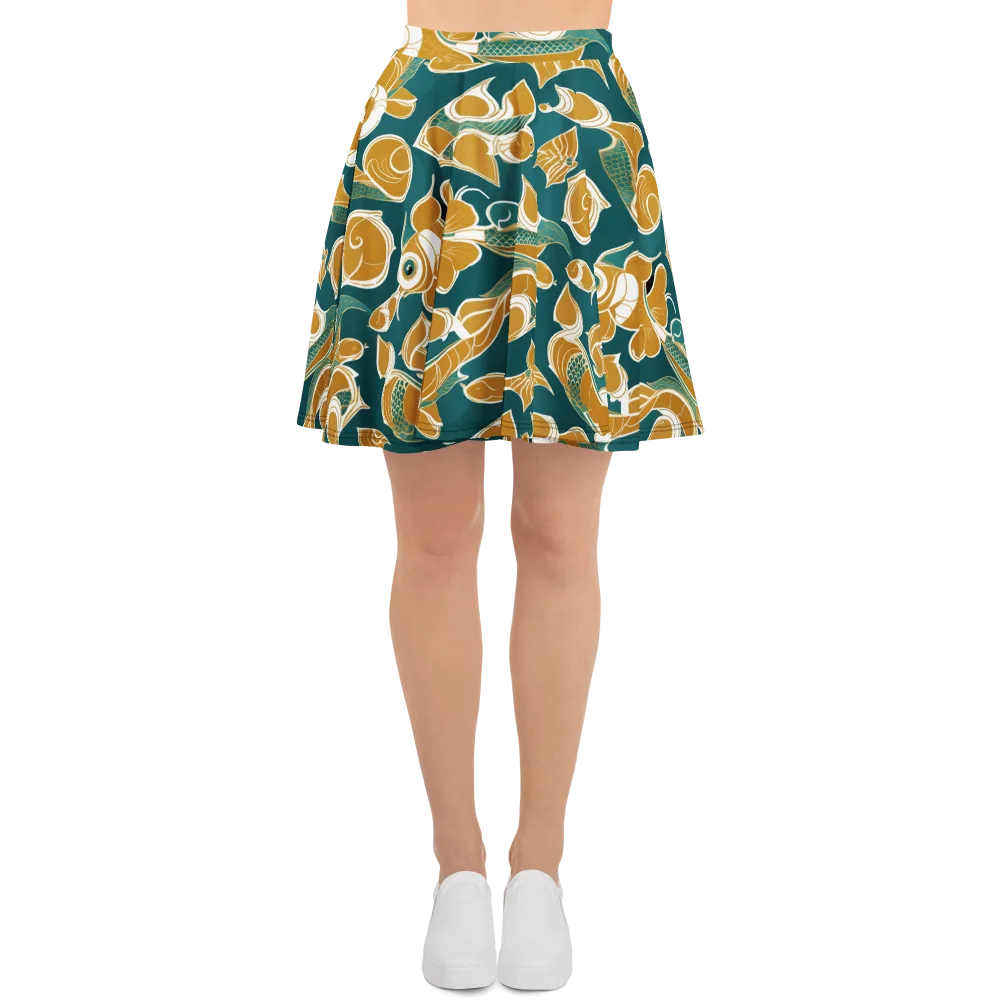 Gilded Koi Current on Skater Skirt — Front