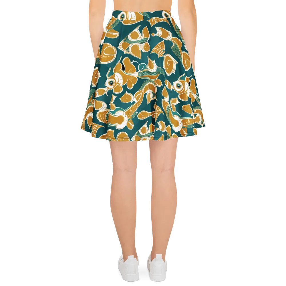 Gilded Koi Current on Skater Skirt — Back