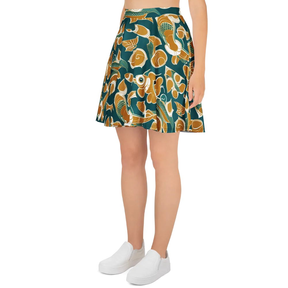 Gilded Koi Current on Skater Skirt — Left