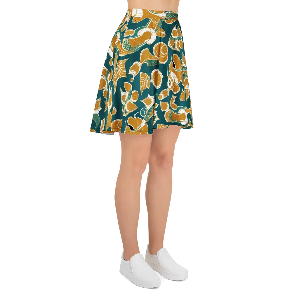Gilded Koi Current on Skater Skirt — Right