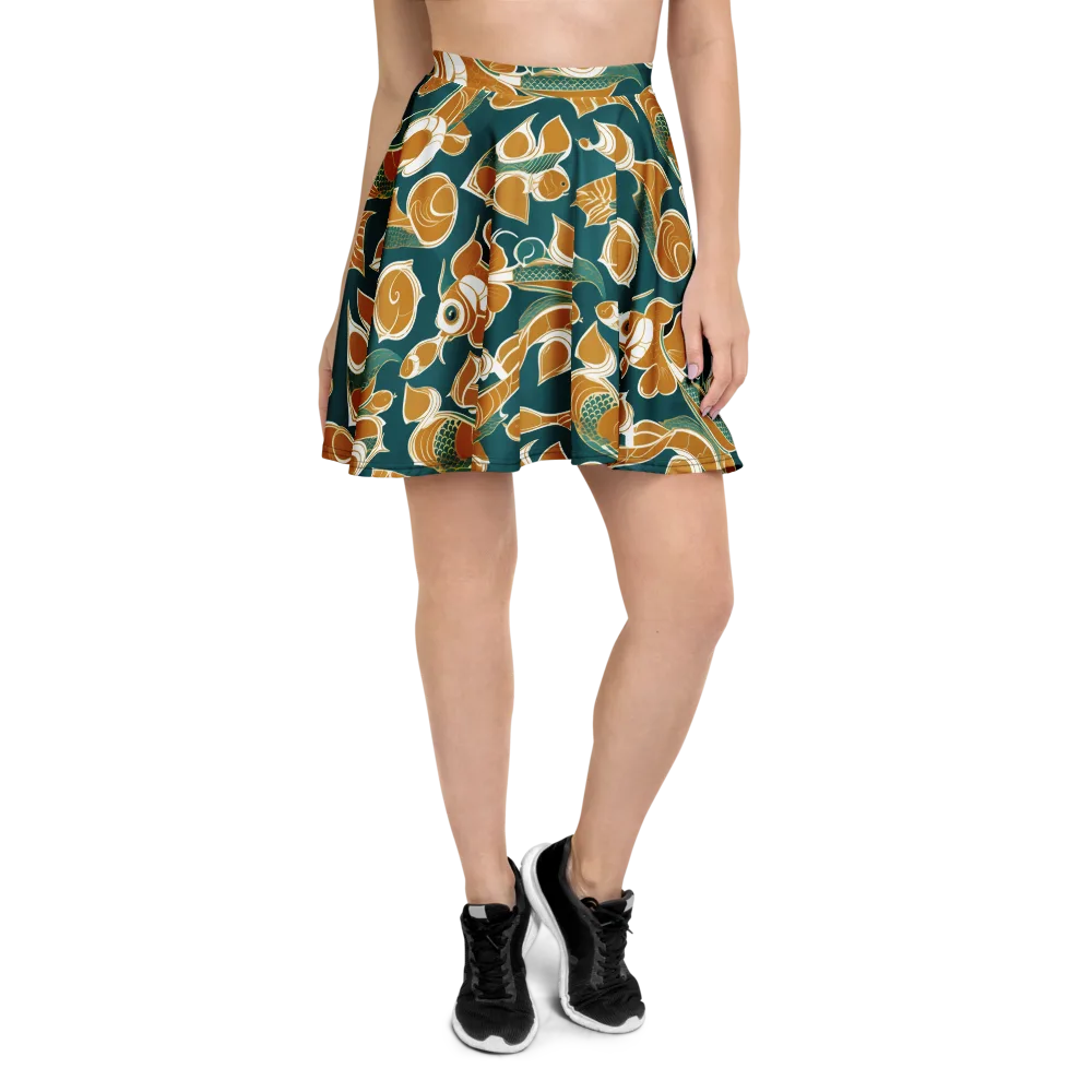 Gilded Koi Current on Skater Skirt — Front