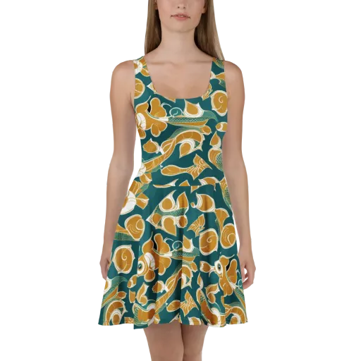 Gilded Koi Current on a Skater Dress