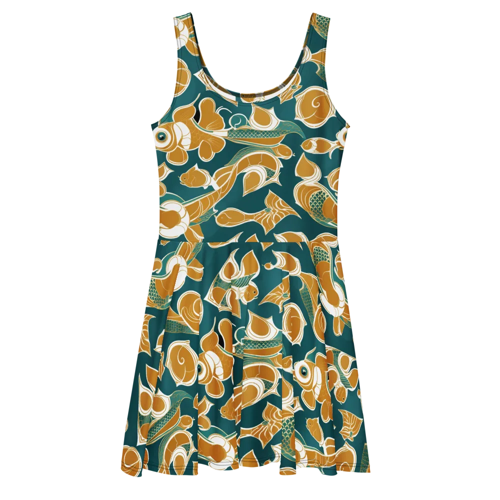 Gilded Koi Current on Skater Dress — Front