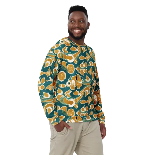 Gilded Koi Current on a Sweatshirt