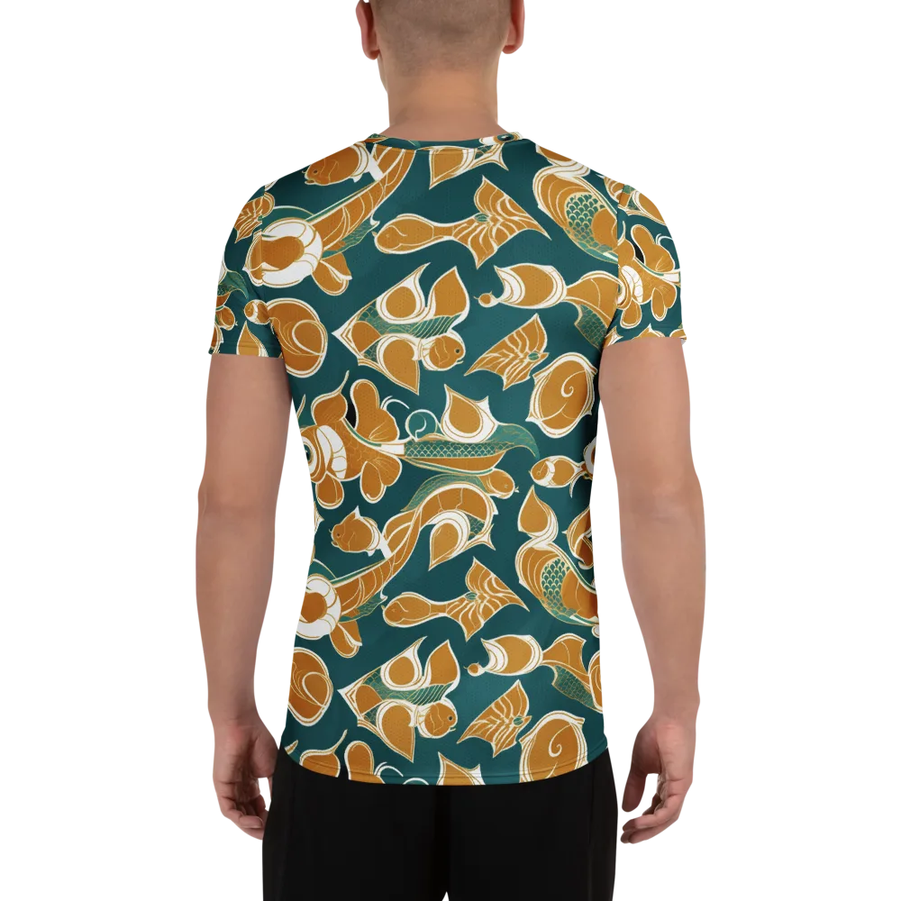 Gilded Koi Current on Men's Athletic T-Shirt — Back