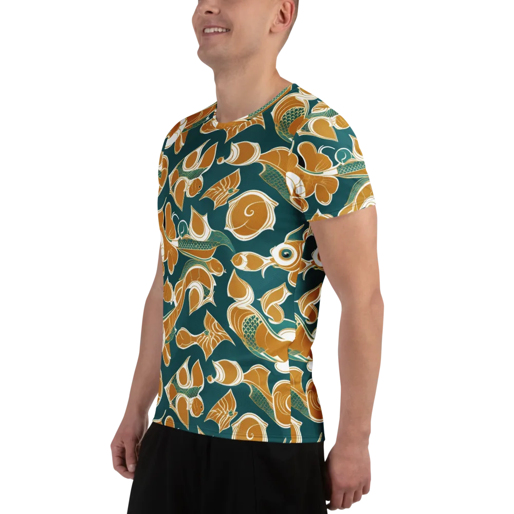 Gilded Koi Current on Men's Athletic T-Shirt — Left