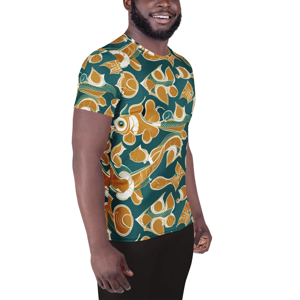 Gilded Koi Current on Men's Athletic T-Shirt — Right
