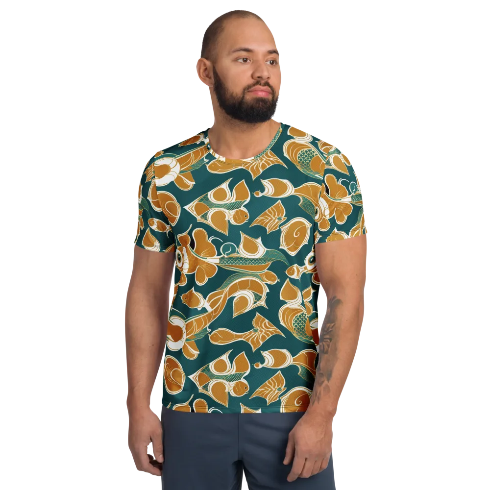 Gilded Koi Current on Men's Athletic T-Shirt — Front