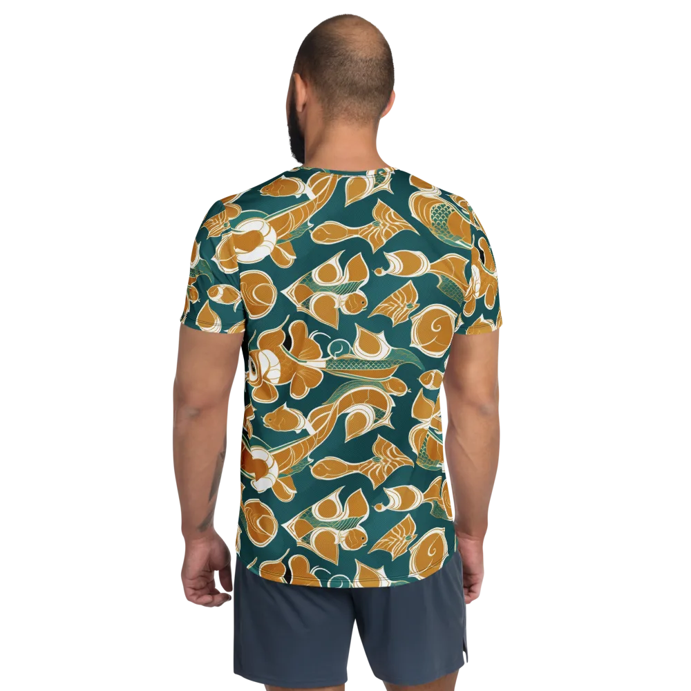 Gilded Koi Current on Men's Athletic T-Shirt — Back