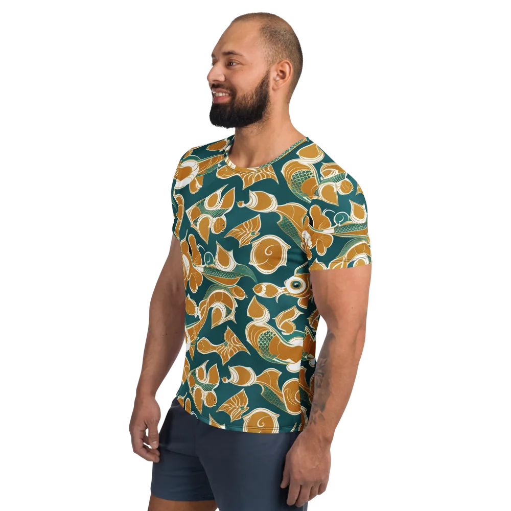 Gilded Koi Current on Men's Athletic T-Shirt — Left