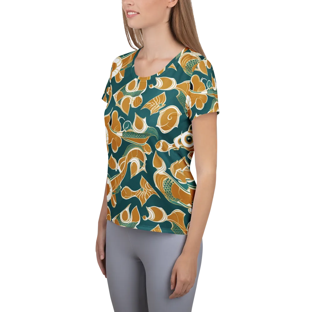 Gilded Koi Current on Women's Athletic T-Shirt — Left