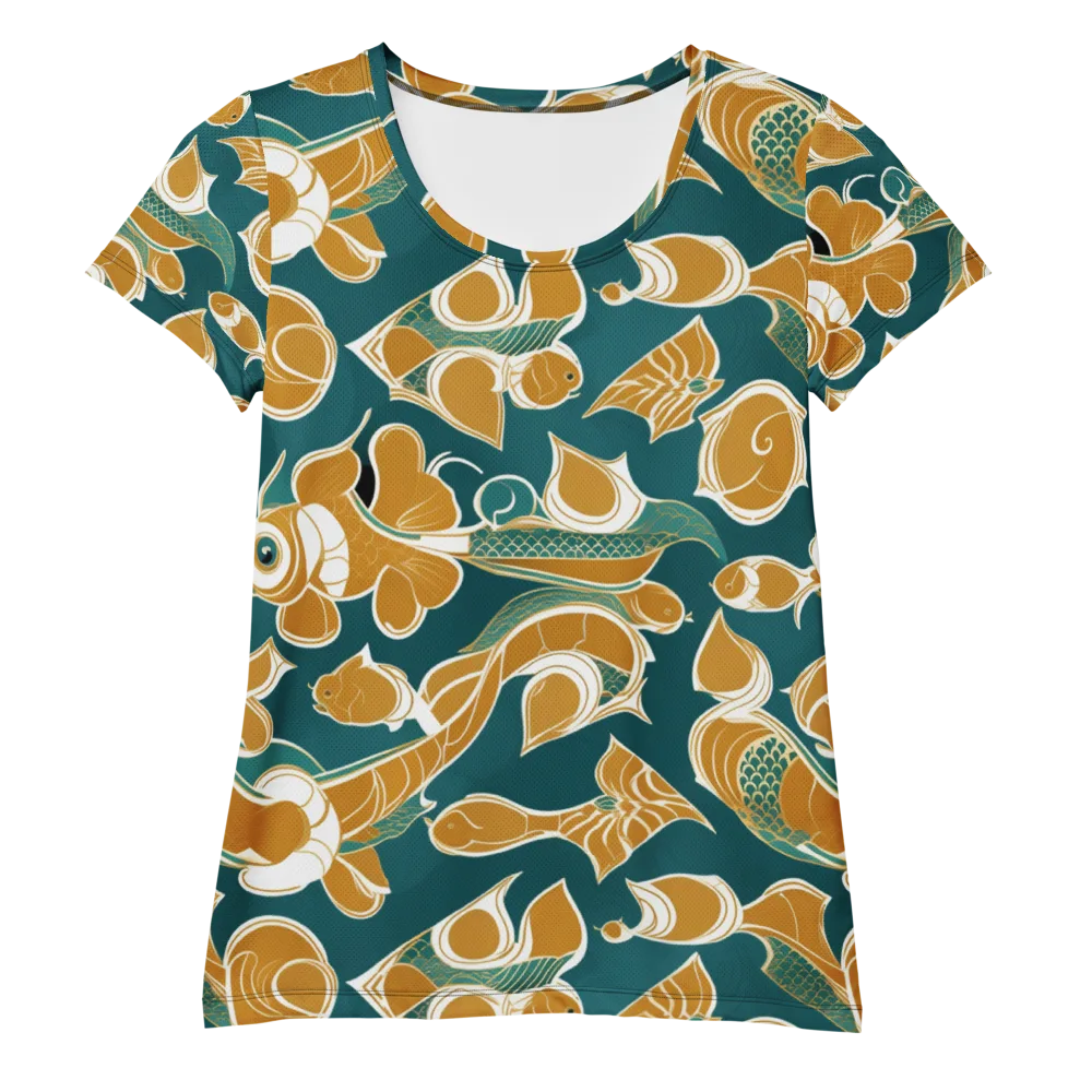 Gilded Koi Current on Women's Athletic T-Shirt — Front