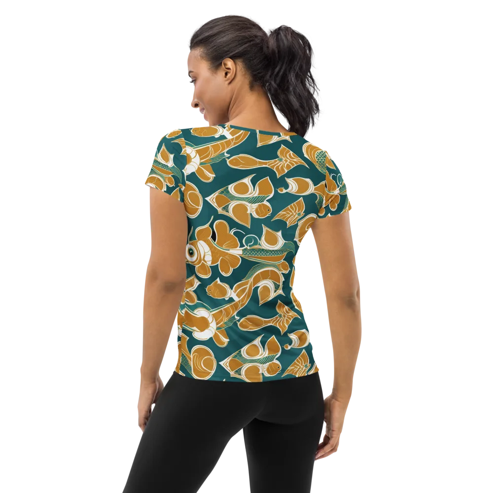 Gilded Koi Current on Women's Athletic T-Shirt — Back