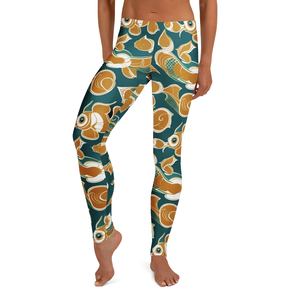 Gilded Koi Current on Leggings — Front
