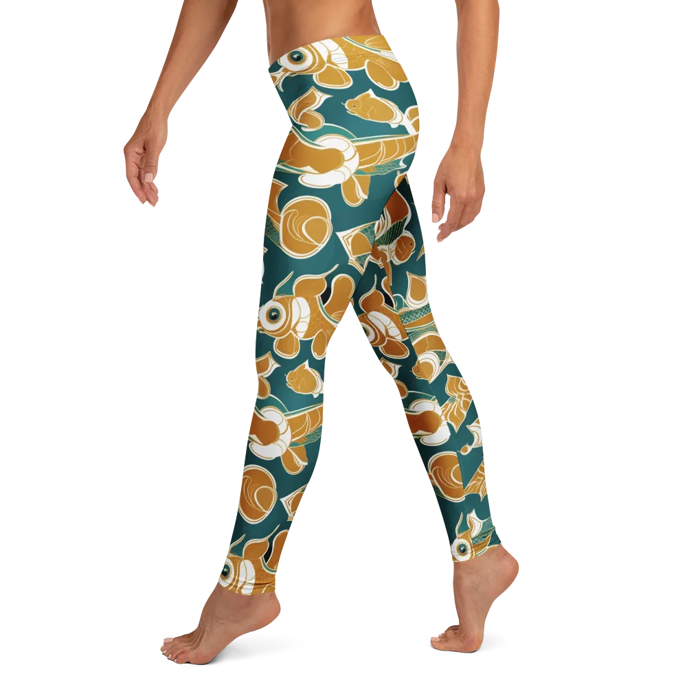 Gilded Koi Current on Leggings — Left