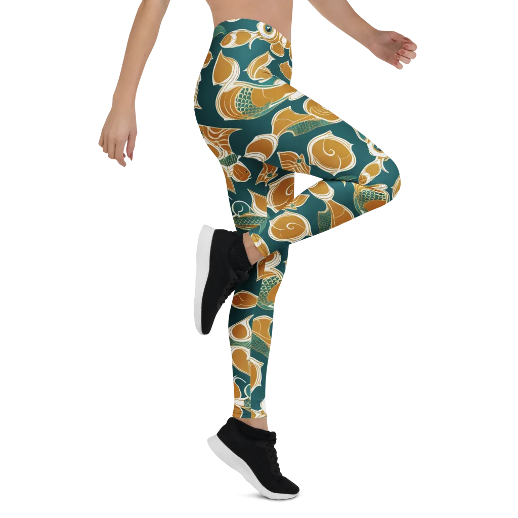 Gilded Koi Current on Leggings — Right