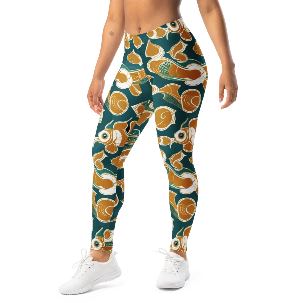 Gilded Koi Current on Leggings — Left Front