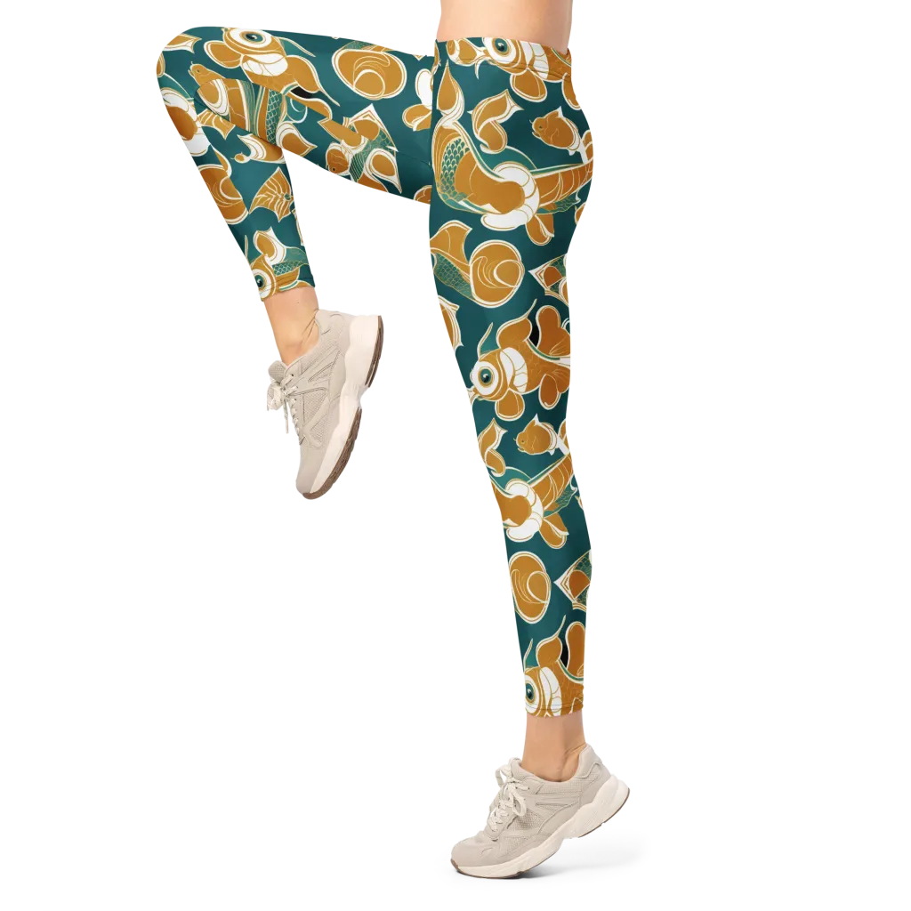 Gilded Koi Current on Leggings — Left