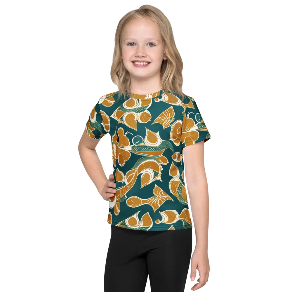 Gilded Koi Current on Kids Crew Neck T-Shirt — Front