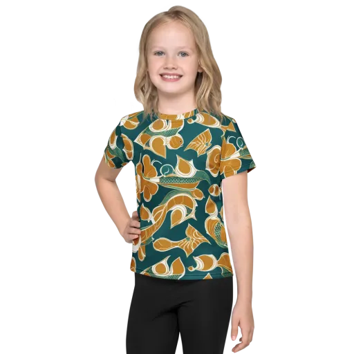 Gilded Koi Current on a Kids Crew Neck T-Shirt