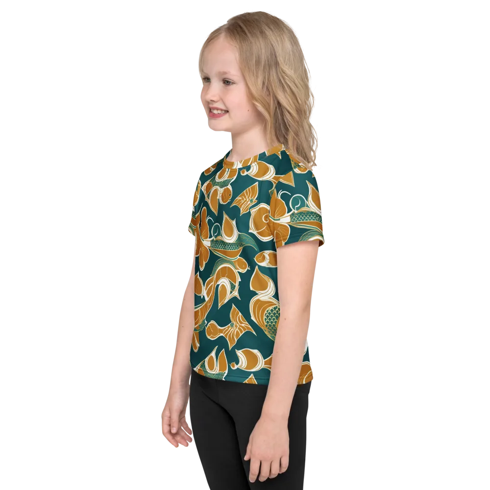 Gilded Koi Current on Kids Crew Neck T-Shirt — Left