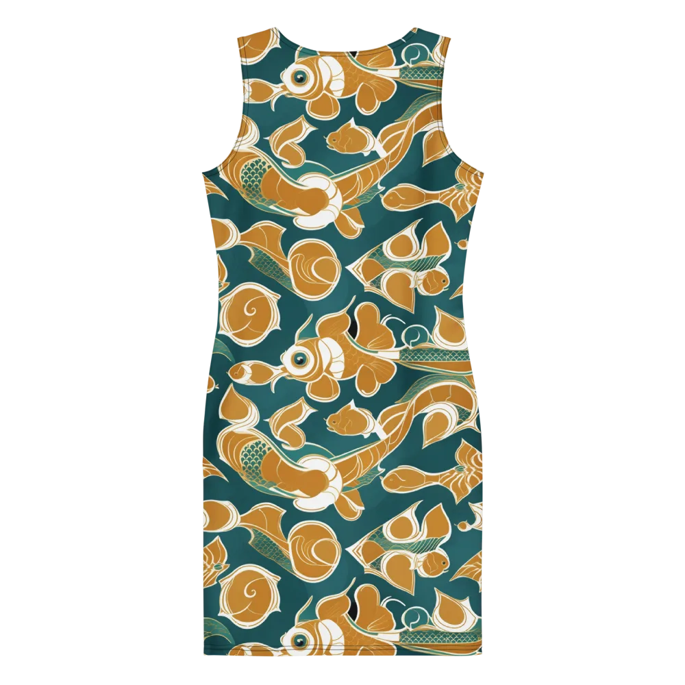 Gilded Koi Current on Bodycon Dress — Back