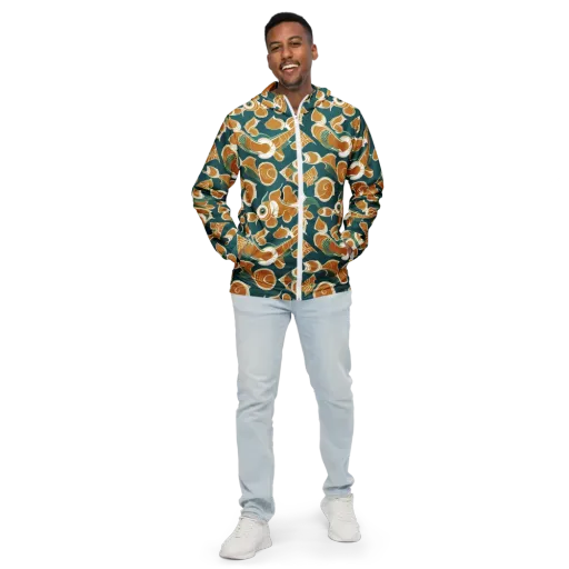 Gilded Koi Current on a Men's Windbreaker