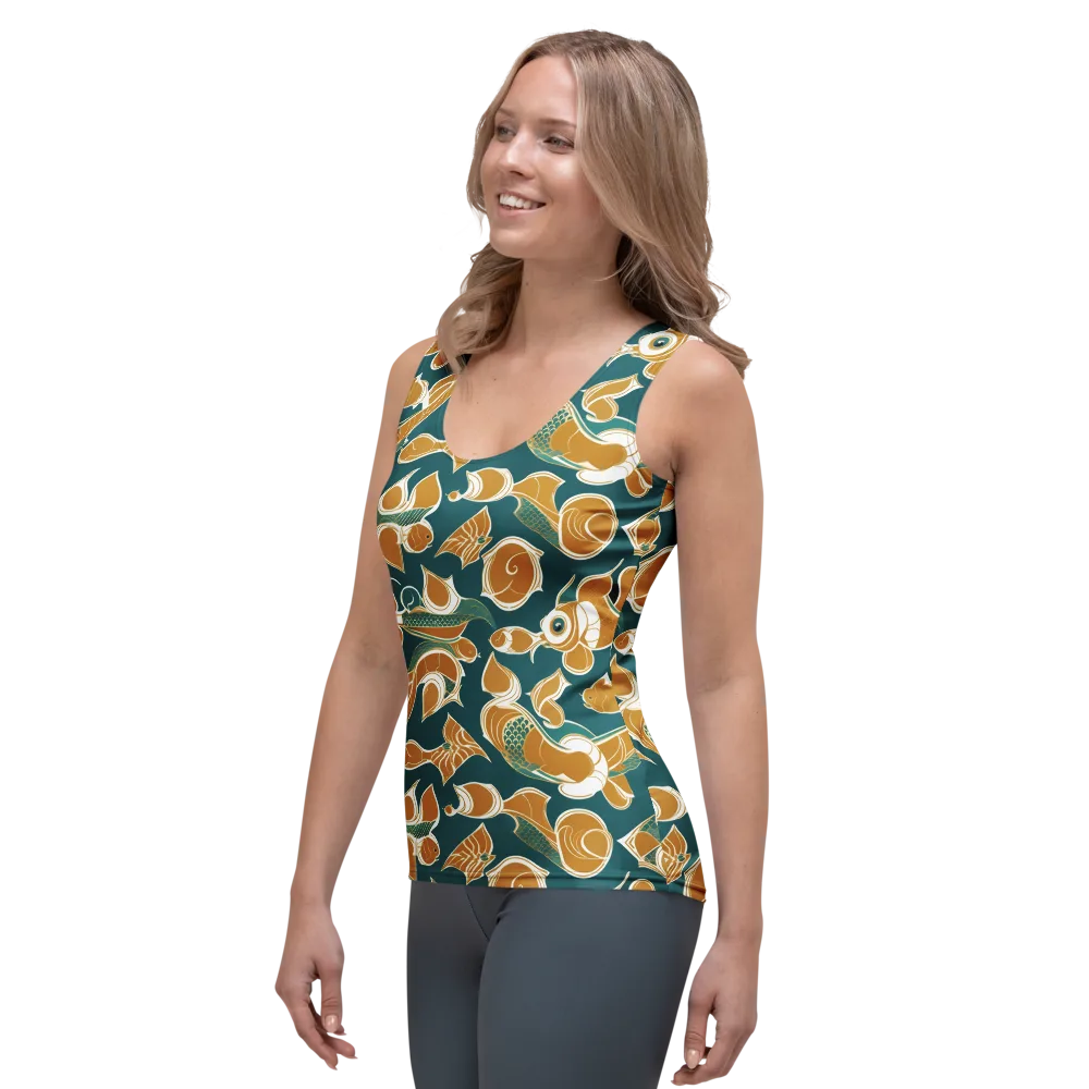Gilded Koi Current on Women's Tank Top — Left Front