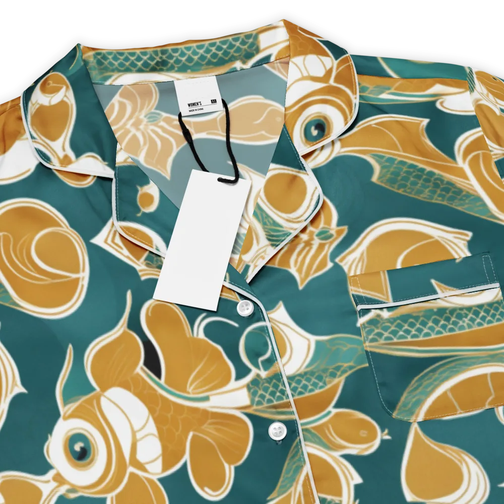 Gilded Koi Current on Women's Short Sleeve Pajama Top — Product details
