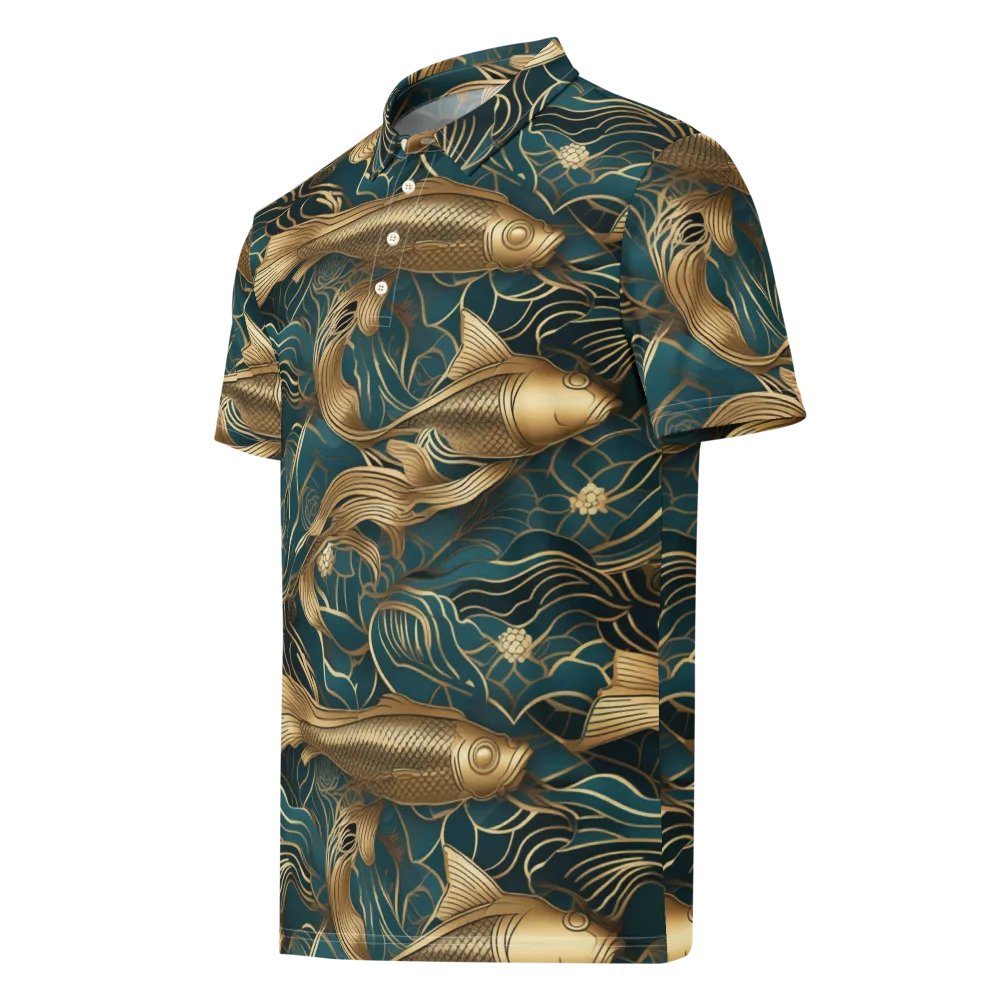 Teal Tide on Men's Slim Fit Polo Shirt — Left Front