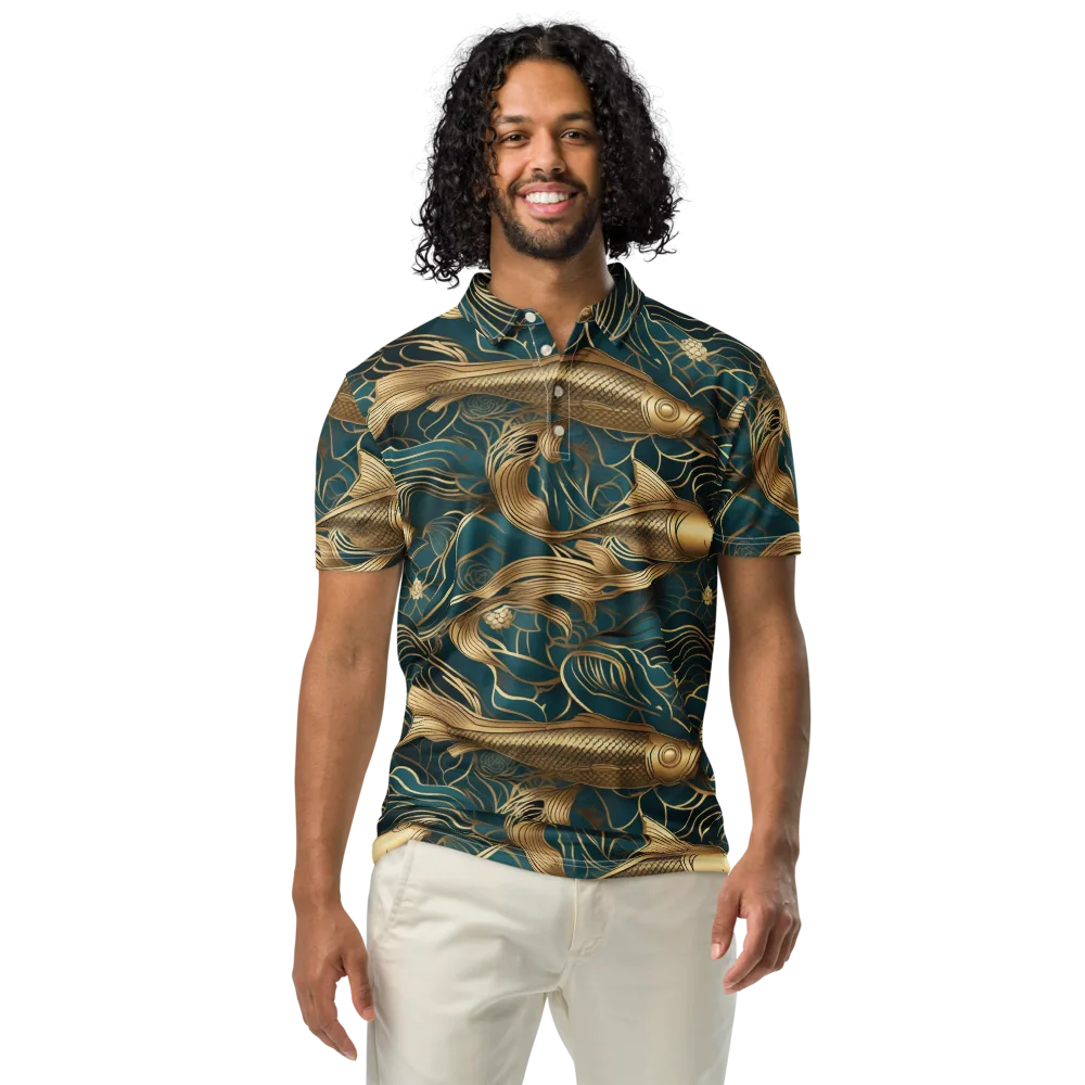 Teal Tide on Men's Slim Fit Polo Shirt — Front