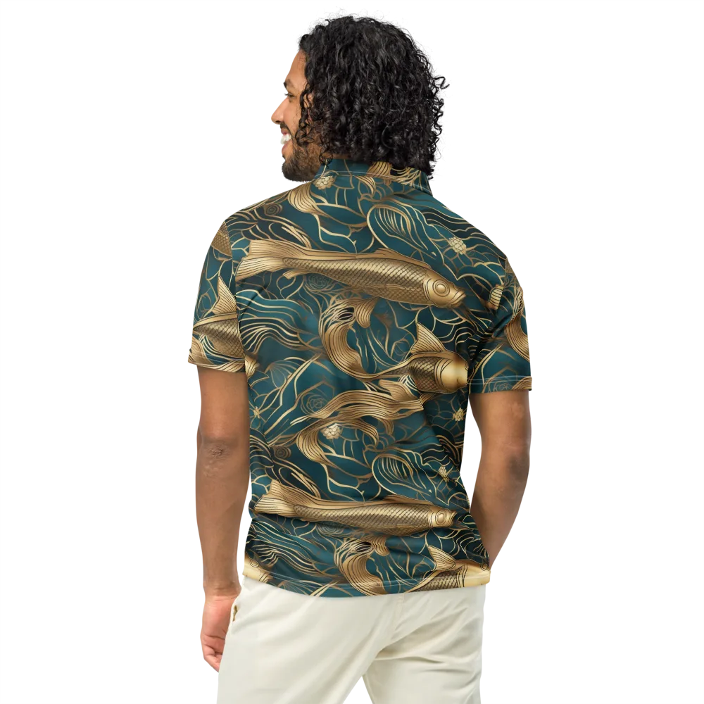 Teal Tide on Men's Slim Fit Polo Shirt — Back