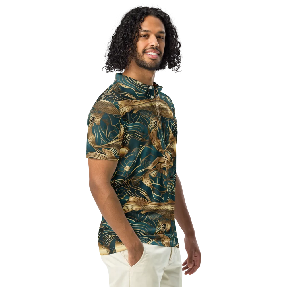 Teal Tide on Men's Slim Fit Polo Shirt — Right Front