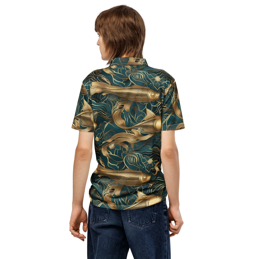 Teal Tide on Men's Slim Fit Polo Shirt — Back