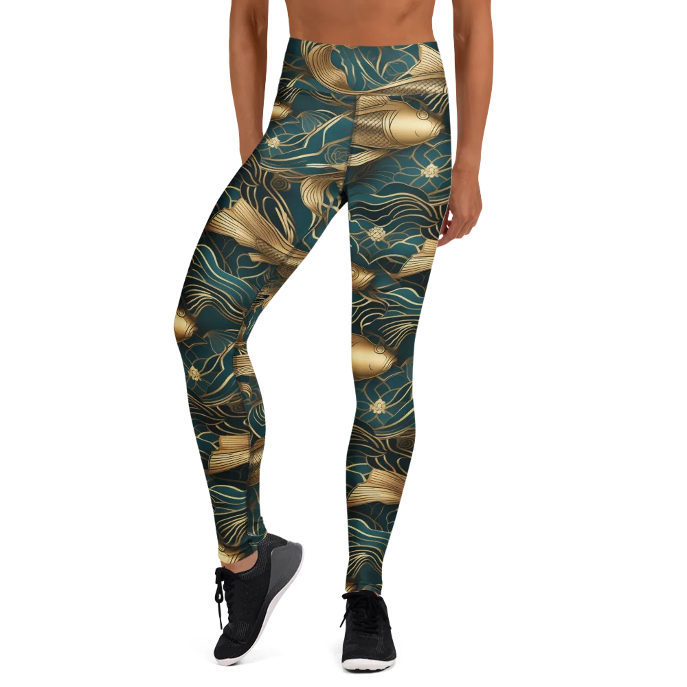 Teal Tide on Yoga Leggings — Front