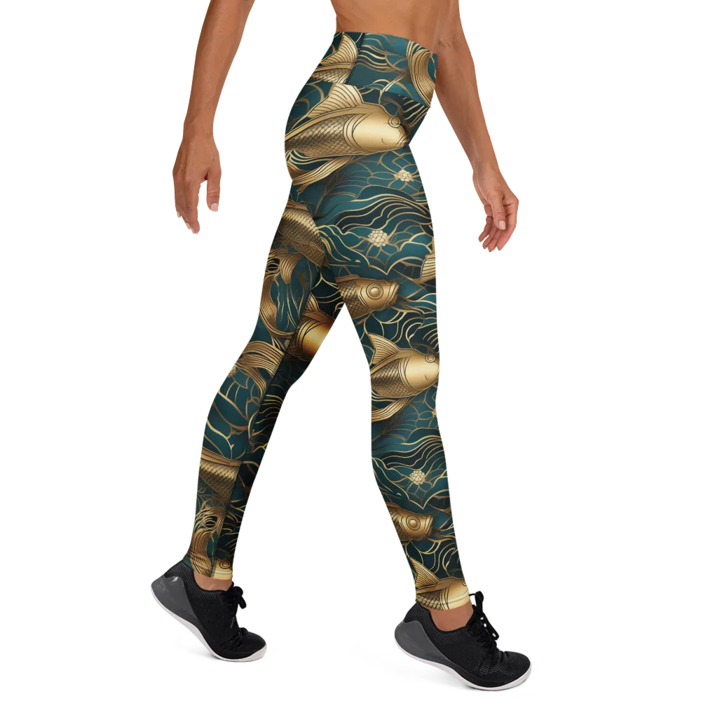 Teal Tide on Yoga Leggings — Right