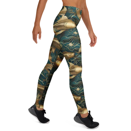 Teal Tide on a Yoga Leggings