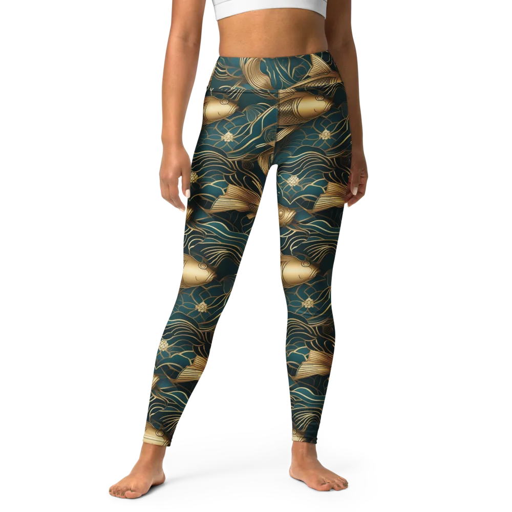 Teal Tide on Yoga Leggings — Front