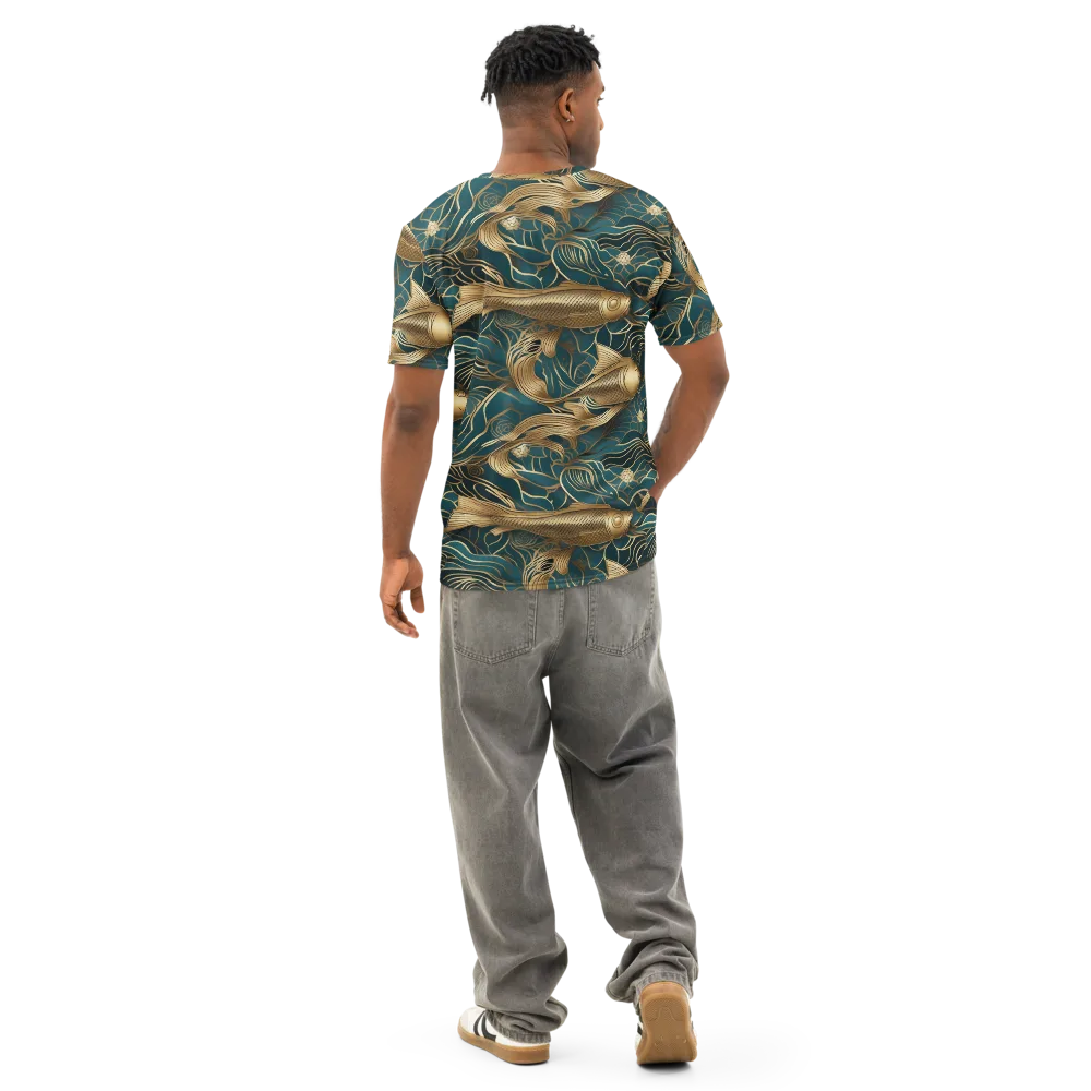 Teal Tide on Men's Cotton Crew Neck T-Shirt — Back