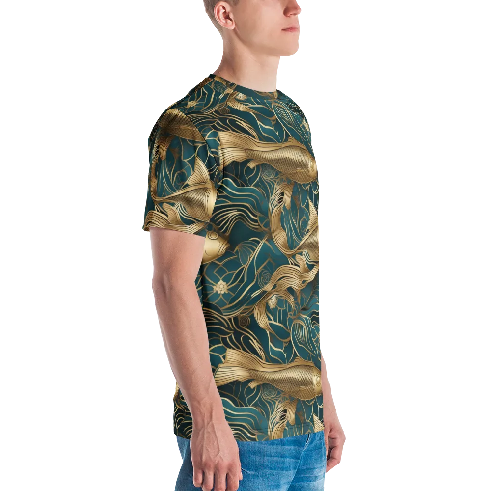 Teal Tide on Men's Crew Neck T-Shirt — Right