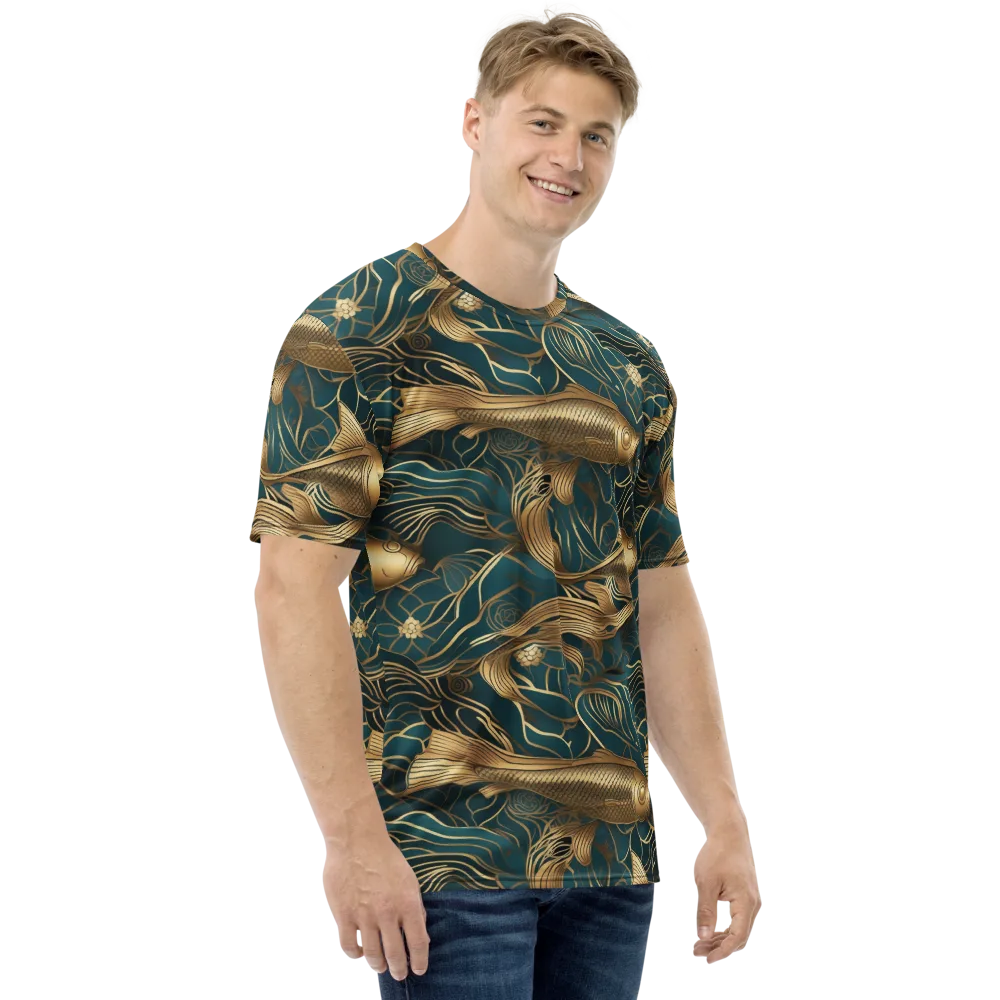 Teal Tide on Men's Crew Neck T-Shirt — Right
