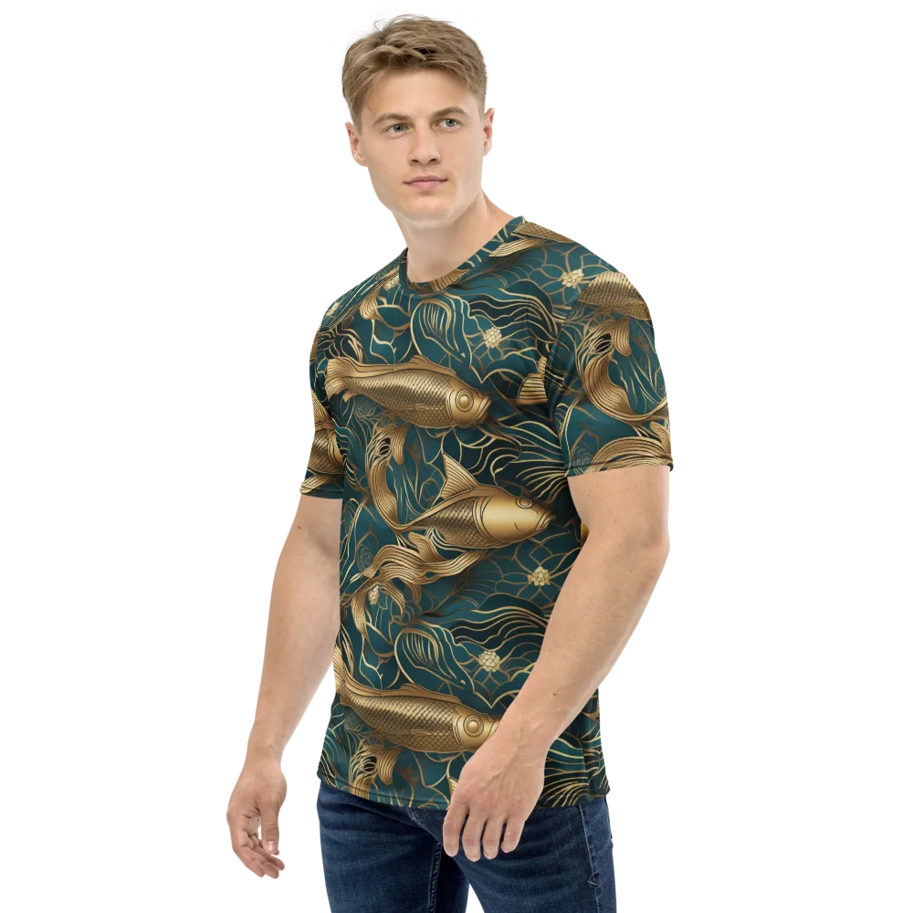 Teal Tide on Men's Crew Neck T-Shirt — Left