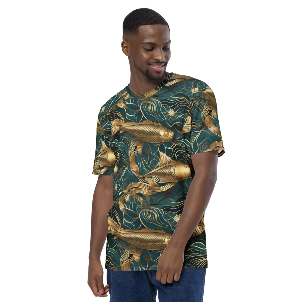 Teal Tide on Men's Crew Neck T-Shirt — Left