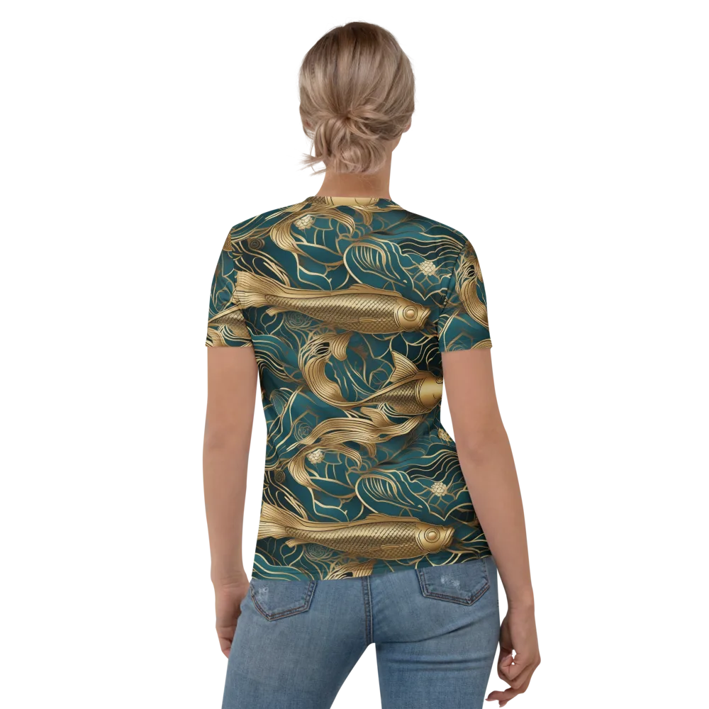 Teal Tide on Women's Crew Neck T-Shirt — Back