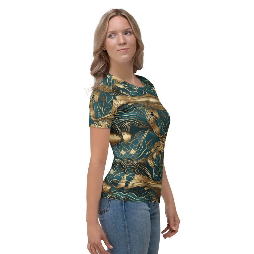 Teal Tide on Women's Crew Neck T-Shirt — Right