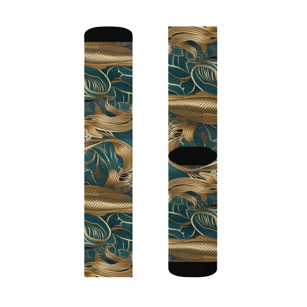 Teal Tide on Socks — Left Sock