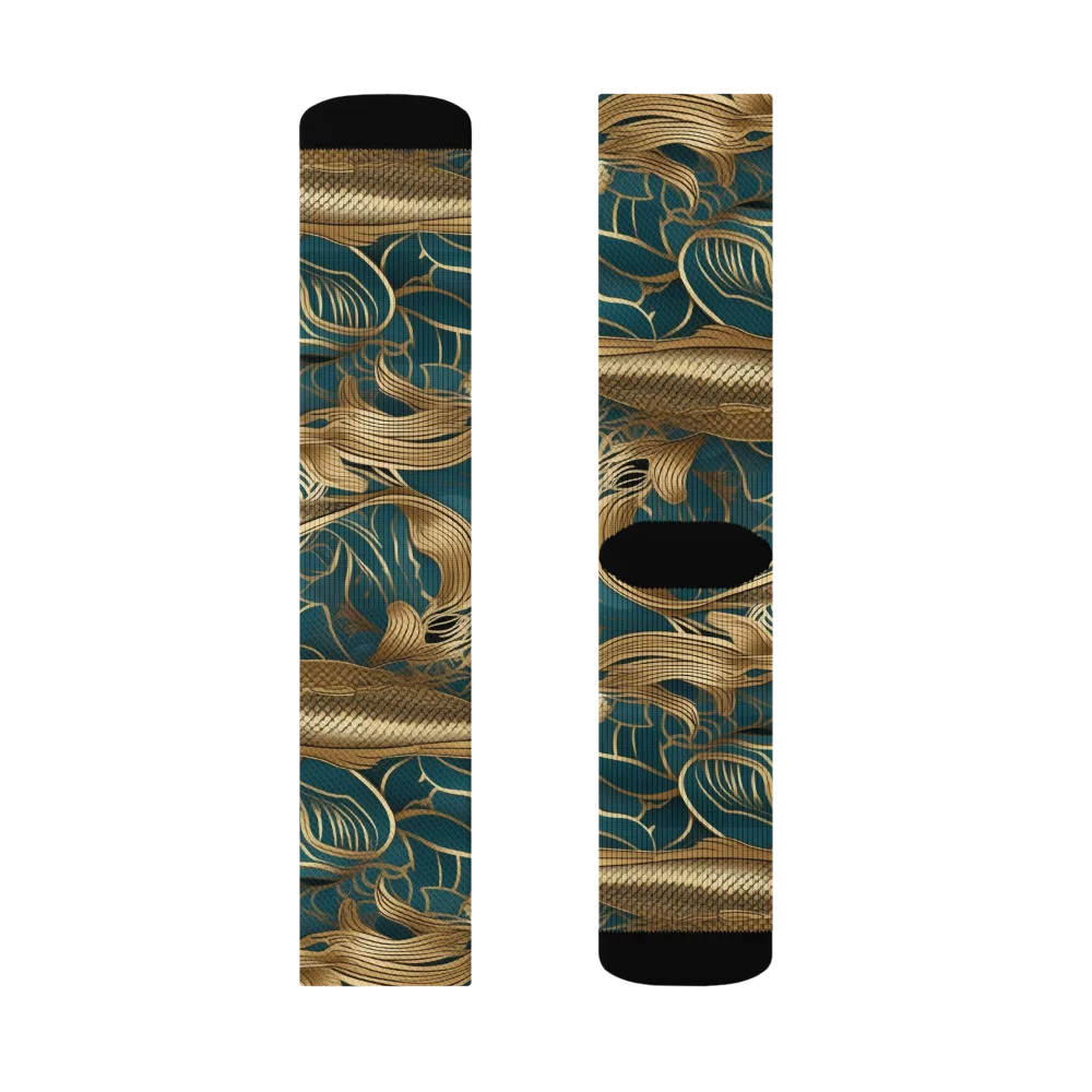 Teal Tide on Socks — Right Sock