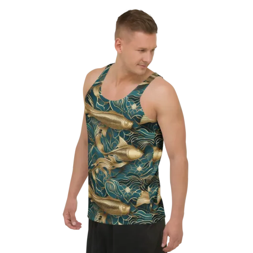 Teal Tide on a Men's Tank Top