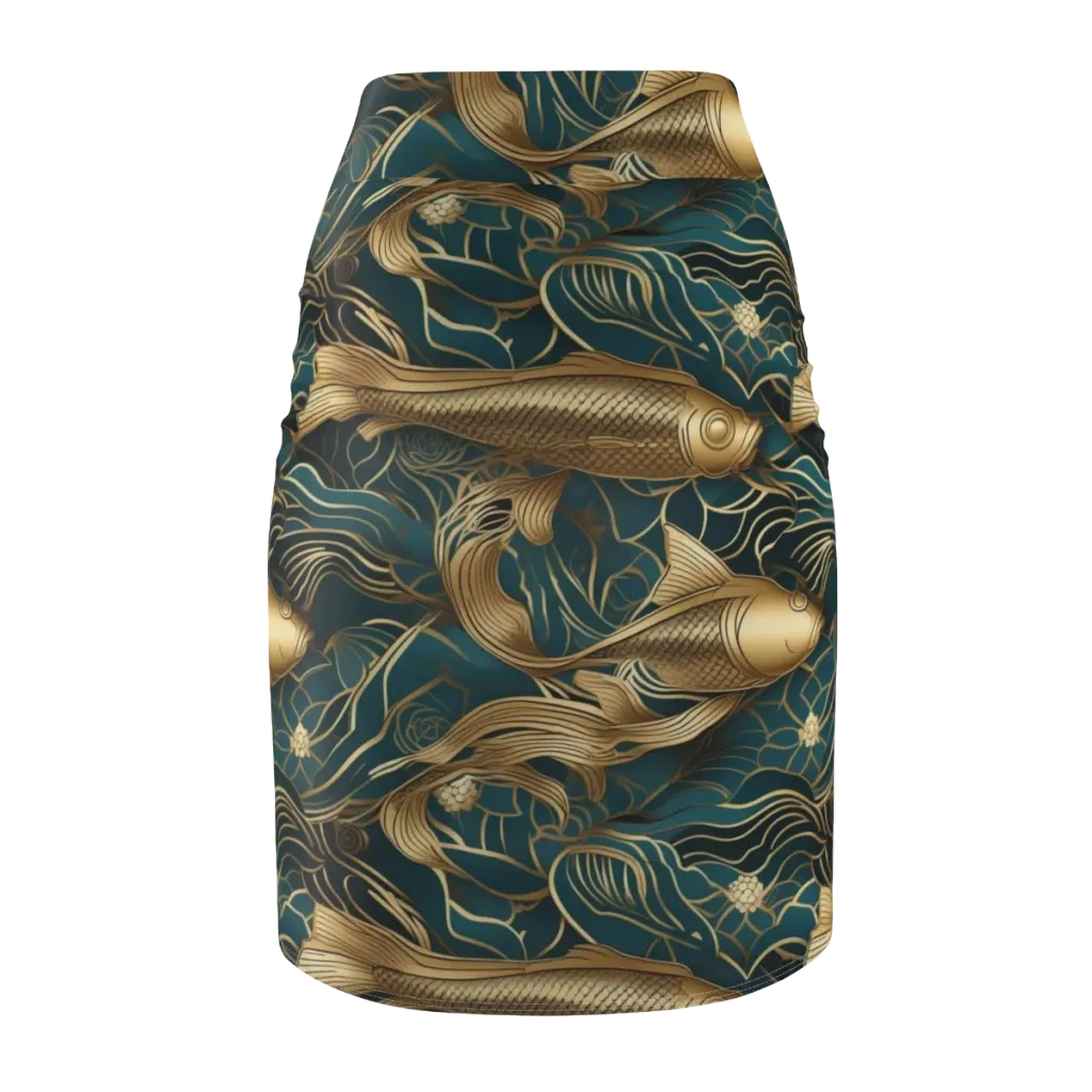 Teal Tide on Pencil Skirt — Back